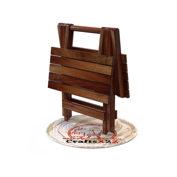 Handmade Wooden Natural Square Foldable Table - Image 4